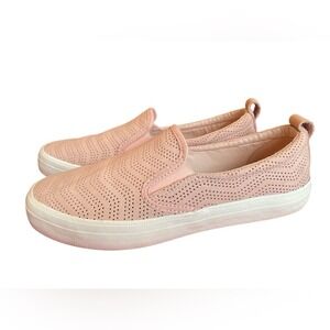 Sperry Crest Twin Gore Leather Slip On Sneakers, Blush Pink Perforated, Size 8